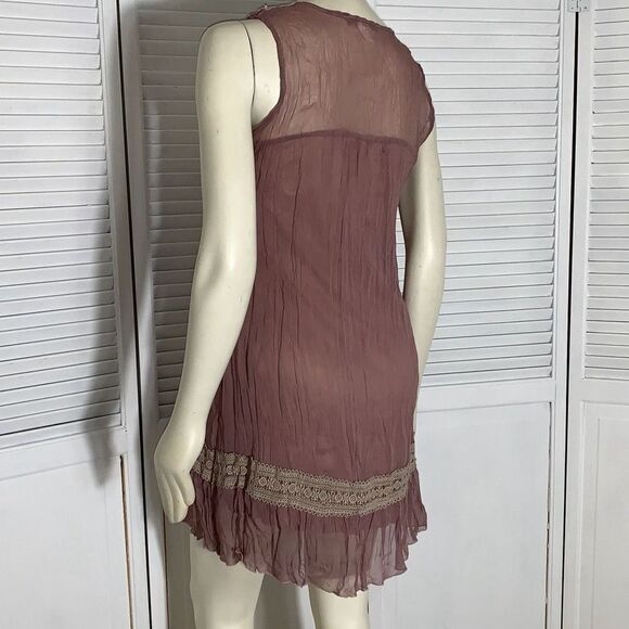 Vintage Y2K Double Layered Chiffon Crochet Knit Dress Medium - Picture 10 of 15